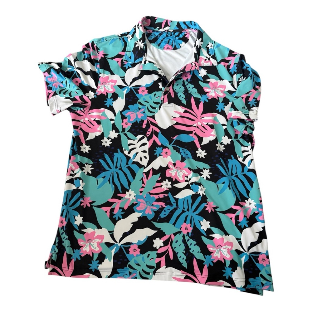 Chubbies Men’s Tropical Hawaiian Button Up Shirt – Black Floral Print